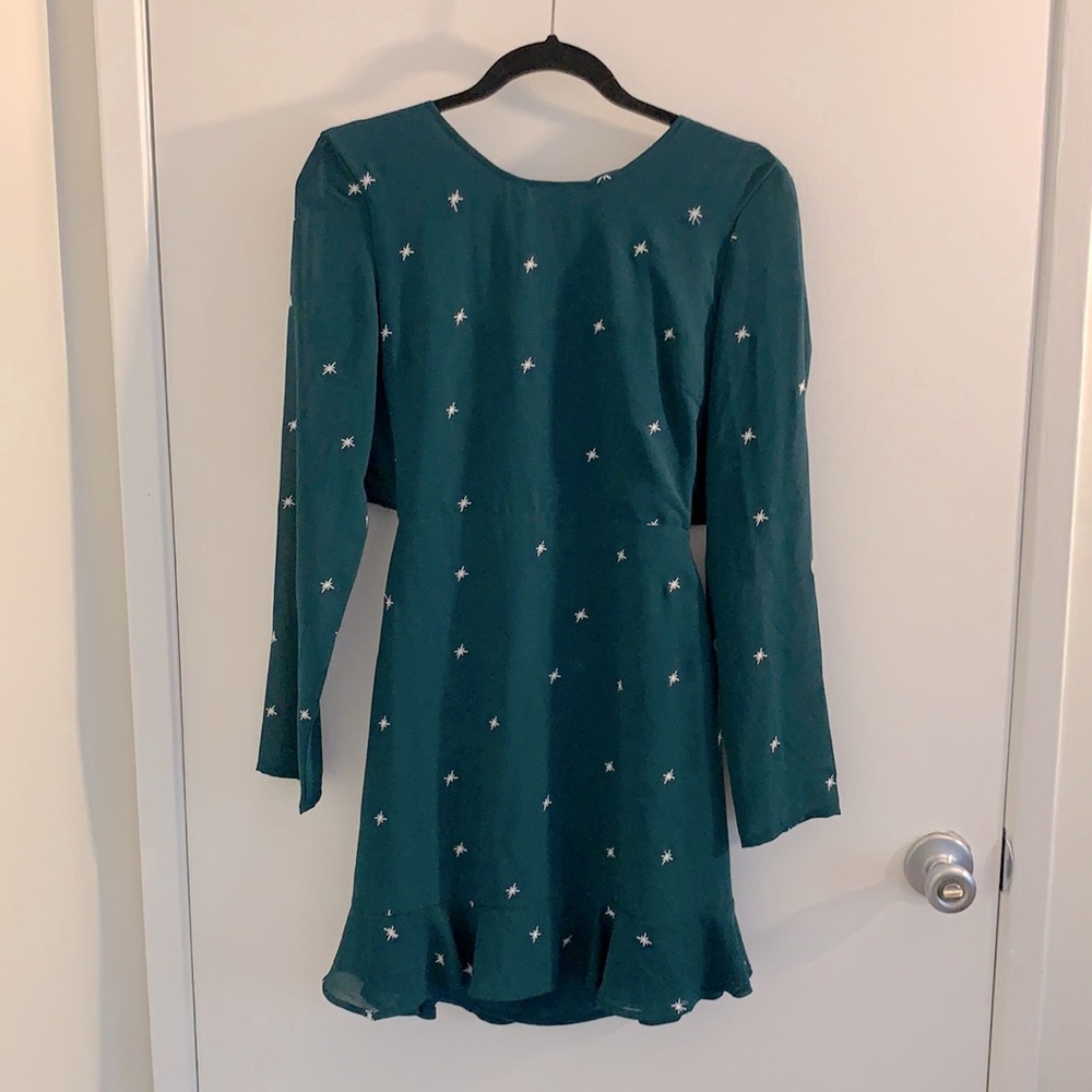 Lulus Forest Green Backless Flutter Dress NWT